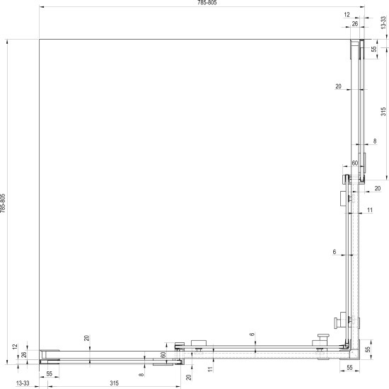 Душевой уголок Ravak Matrix MSRV4 80х80 Transparent, профиль белый