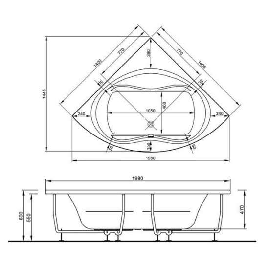 Акриловая ванна Vitra Comfort 140x140