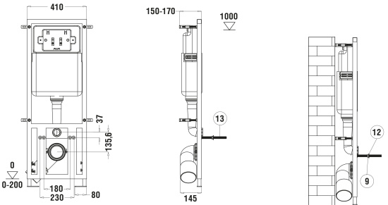 Инсталляция WeltWasser Marberg 410 с кнопкой смыва 410 SE + унитаз подвесной Gelbach 004 GL-WT