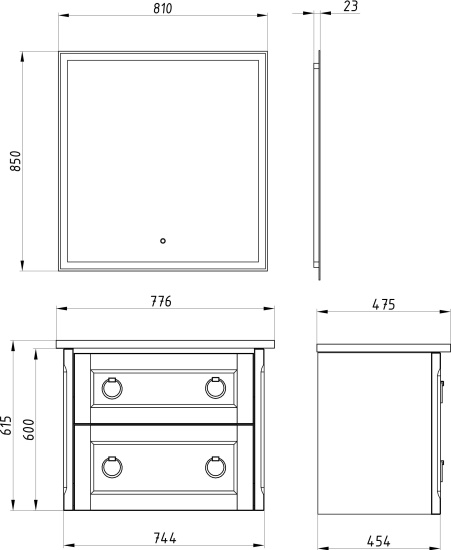 Тумба с раковиной ASB-Woodline Рома 80П подвесная, белая