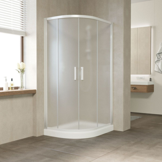Душевой уголок Vegas Glass ZS-F 110*80 01 10 профиль белый, стекло сатин