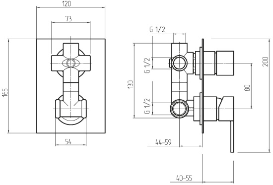 Смеситель для ванны Migliore Kvant 18785 с внутренней частью