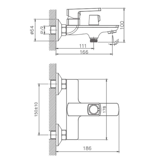 Смеситель для ванны Haiba HB60176 хром