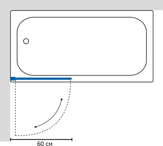 Шторка на ванну GuteWetter Lux Pearl GV-001 левая 60 см стекло бесцветное, фурнитура хром