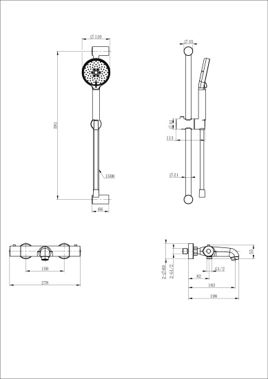 Смеситель для ванны Wonzon & Woghand WW-C2006-A-MB с термостатом