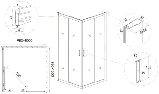 Душевой уголок Veconi Rovigo RV-11 110x110
