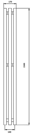 Полотенцесушитель водяной Secado Бергамо 3К 1500/140, черный матовый