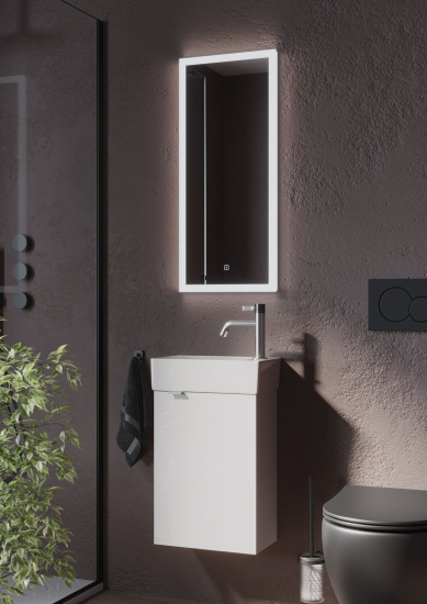 Тумба с раковиной Sancos Mini 36 R белый глянец, подвесная