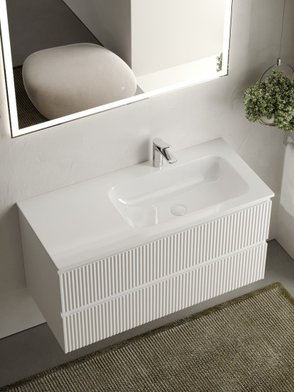 Тумба с раковиной Sancos Snob R 100 Bianco правая SNR100RW, подвесная