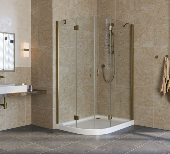 Душевой уголок Vegas Glass AFS-F Lux 120*100 05 01 R профиль бронза, стекло прозрачное