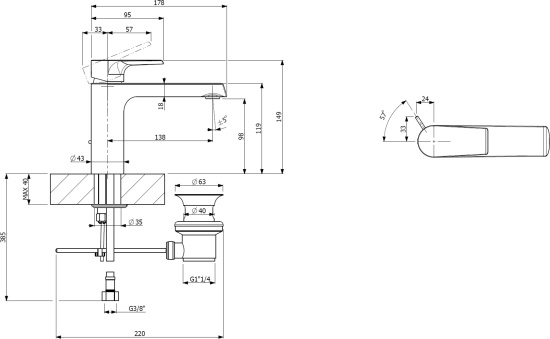 Смеситель для раковины Villeroy & Boch Liberty TVW10700300061