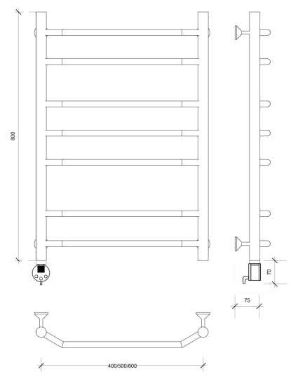 Полотенцесушитель электрический Secado Агата 2 80/50 L, хром