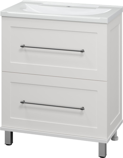 Тумба с раковиной Misty Марта 70 напольная, белая глянцевая