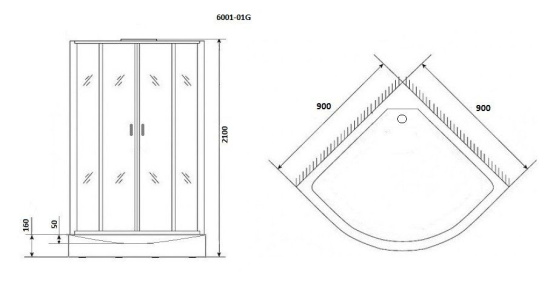 Душевая кабина Niagara Premium NG-6001-01G 90x90
