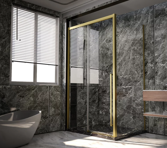 Душевой уголок Veconi Premium Trento PTC-SP-30G 120x80, профиль золото