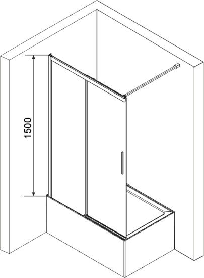 Шторка на ванну RGW Screens SC-043 1500х1500 профиль хром, стекло прозрачное