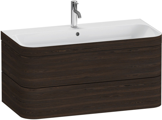 Тумба с раковиной Duravit Happy D.2 Plus 100 подвесная, орех брашированный