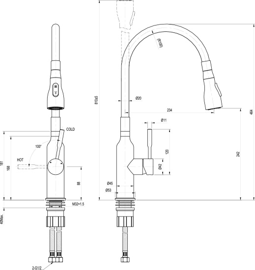 Смеситель для кухни Lemark Expert LM5082S-Blue