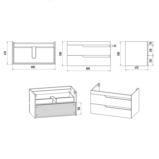 Тумба с раковиной Misty Софт 90 подвесная, белая эмаль