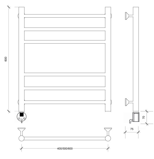Полотенцесушитель электрический Secado Триада 3 60/50 L, хром