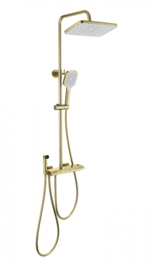 Душевая стойка Wonzon & Woghand Muse Piano WW-B4132-A-BG с техническим душем и термостатом