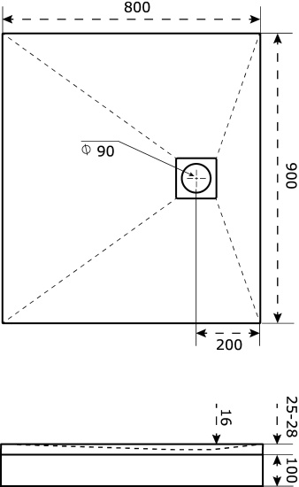 Поддон для душа Good Door Essentia 80x90, с сифоном, черный