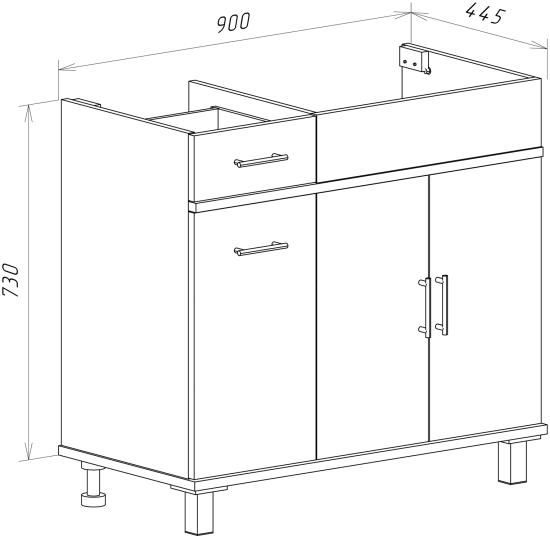 Тумба с раковиной Misty Купер 90 R с бельевой корзиной