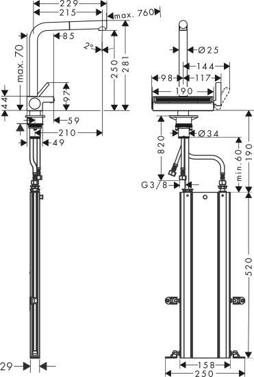 Смеситель для кухни Hansgrohe Aquno Select M81 73830800 сталь