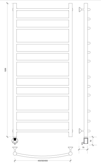 Полотенцесушитель электрический Secado Милан 3 120/50 L, хром