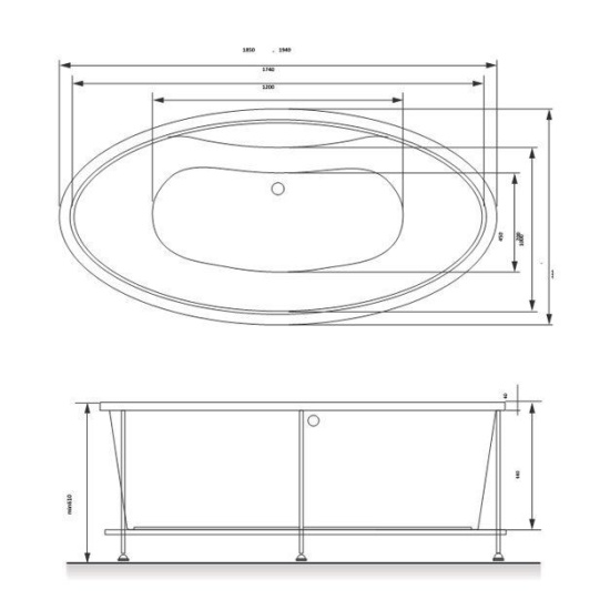 Акриловая ванна VAYER Beta KPL 195х100 см