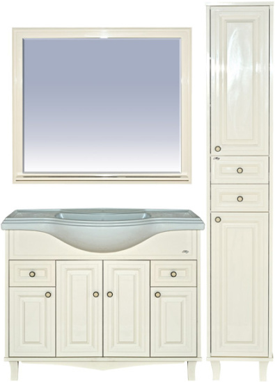 Тумба с раковиной Misty Шармель 105 светло-бежевая эмаль