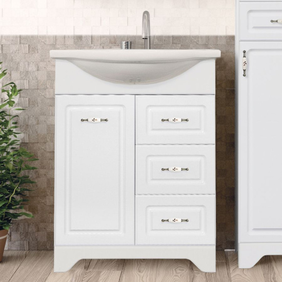 Мебель для ванной Style Line Олеандр-2 65 Люкс 3 ящика, белая