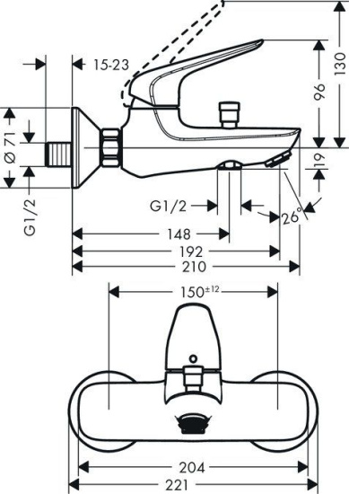Душевой комплект Hansgrohe Novus 71031000 + Novus 71040000 + душевой гарнитур Croma Select E Vario 26582400