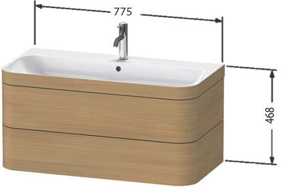 Мебель для ванной Duravit Happy D.2 Plus 80 средиземноморский дуб