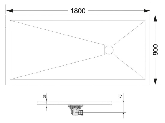 Поддон для душа RGW Stone Tray ST-188G 80х180 с сифоном
