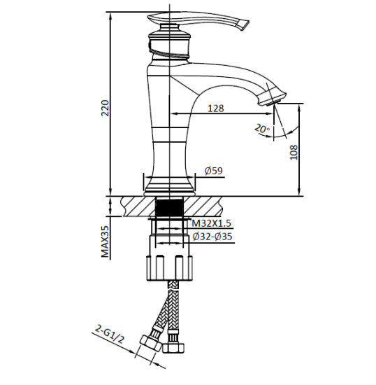 Смеситель для раковины Altrobagno Beatrice 0113 BrNe