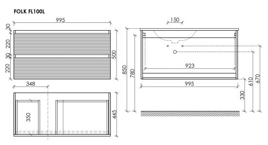 Тумба с раковиной Sancos Folk 100 L grey soft