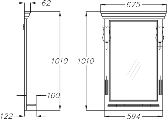 Зеркало Opadiris Риспекто 65 нагал, с полкой
