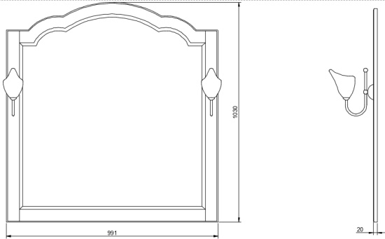 Зеркало ValenHouse Астер 105 кальяри