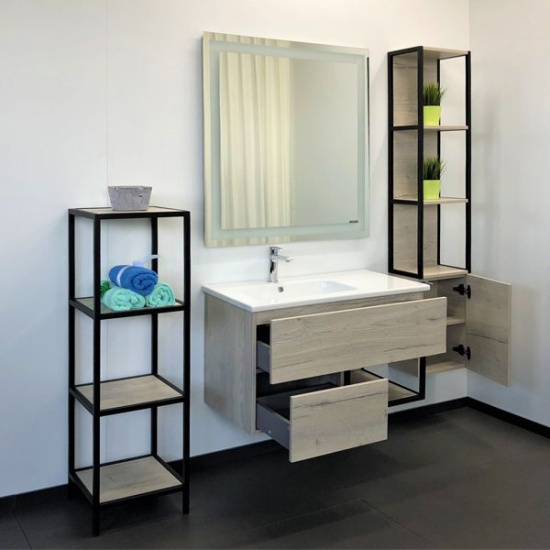 Мебель для ванной Comforty Мальме 90, подвесная, дуб дымчатый