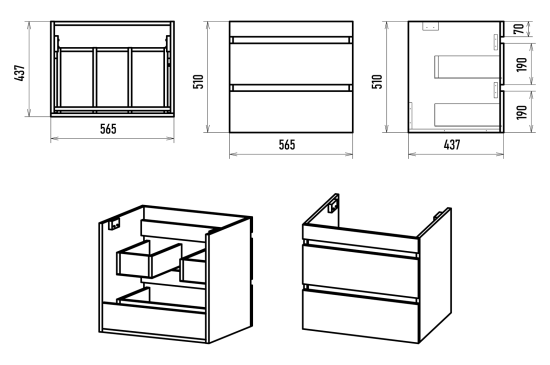 Тумба с раковиной Misty Енисей 60 подвесная