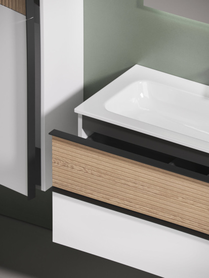 Тумба с раковиной Sancos Delta 100 дуб светлый/белый правая, DL100RW