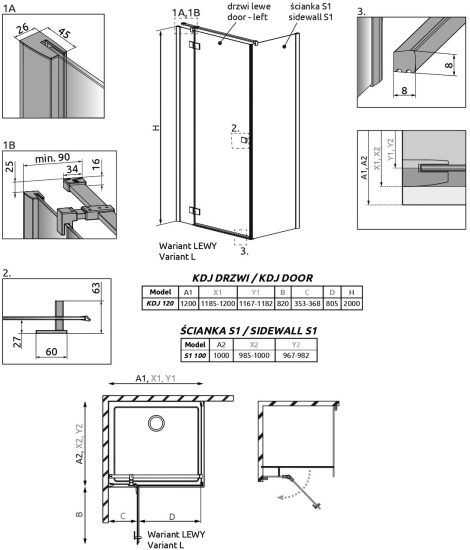 Душевой уголок Radaway Essenza New Black KDJ 120х100 L