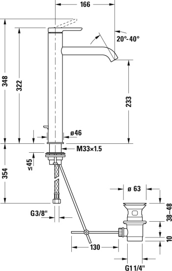 Смеситель для раковины Duravit C.1 C11040001046 черный
