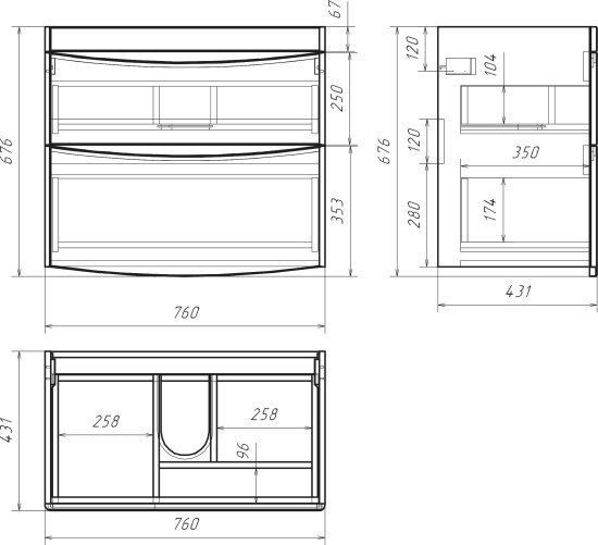 Мебель для ванной Бриклаер Вега 80 белая