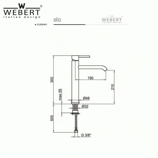 Смеситель для раковины Webert Elio EL830402564 черный