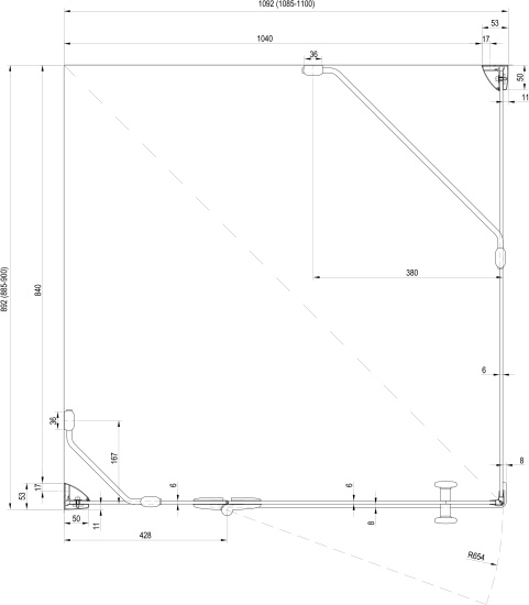 Душевой уголок Ravak SMSD2 110х90 B L Transparent, профиль хром