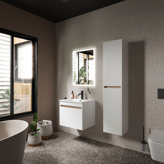 Тумба с раковиной Sancos Smart 60 белый глянец
