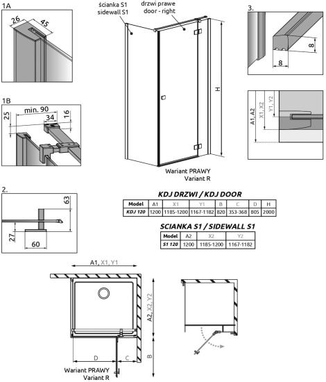 Душевой уголок Radaway Essenza New Black KDJ 120х120 R