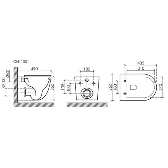 Унитаз подвесной Ceramicanova Uno Rimless CN11001MB с сидением